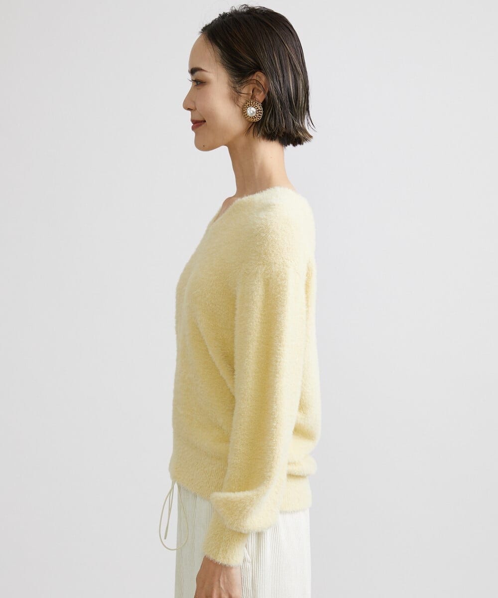 F6FAV42230 MICHEL KLEIN(小さいサイズ)(メゾン ドゥ サンク) [小さいサイズ]Vネックシャギーニット ライトイエロー(20)