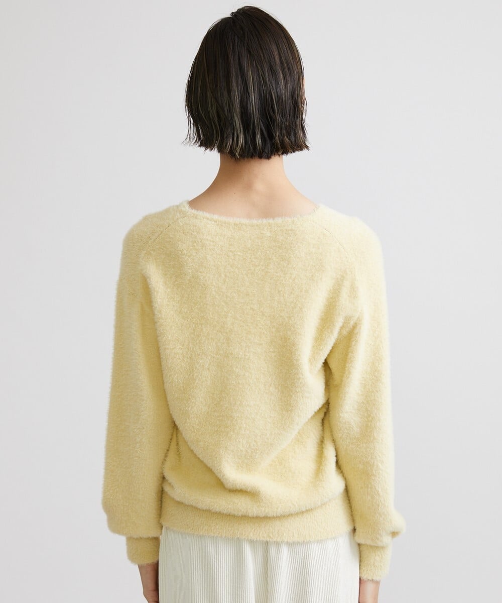 F6FAV42230 MICHEL KLEIN(小さいサイズ)(メゾン ドゥ サンク) [小さいサイズ]Vネックシャギーニット ライトイエロー(20)