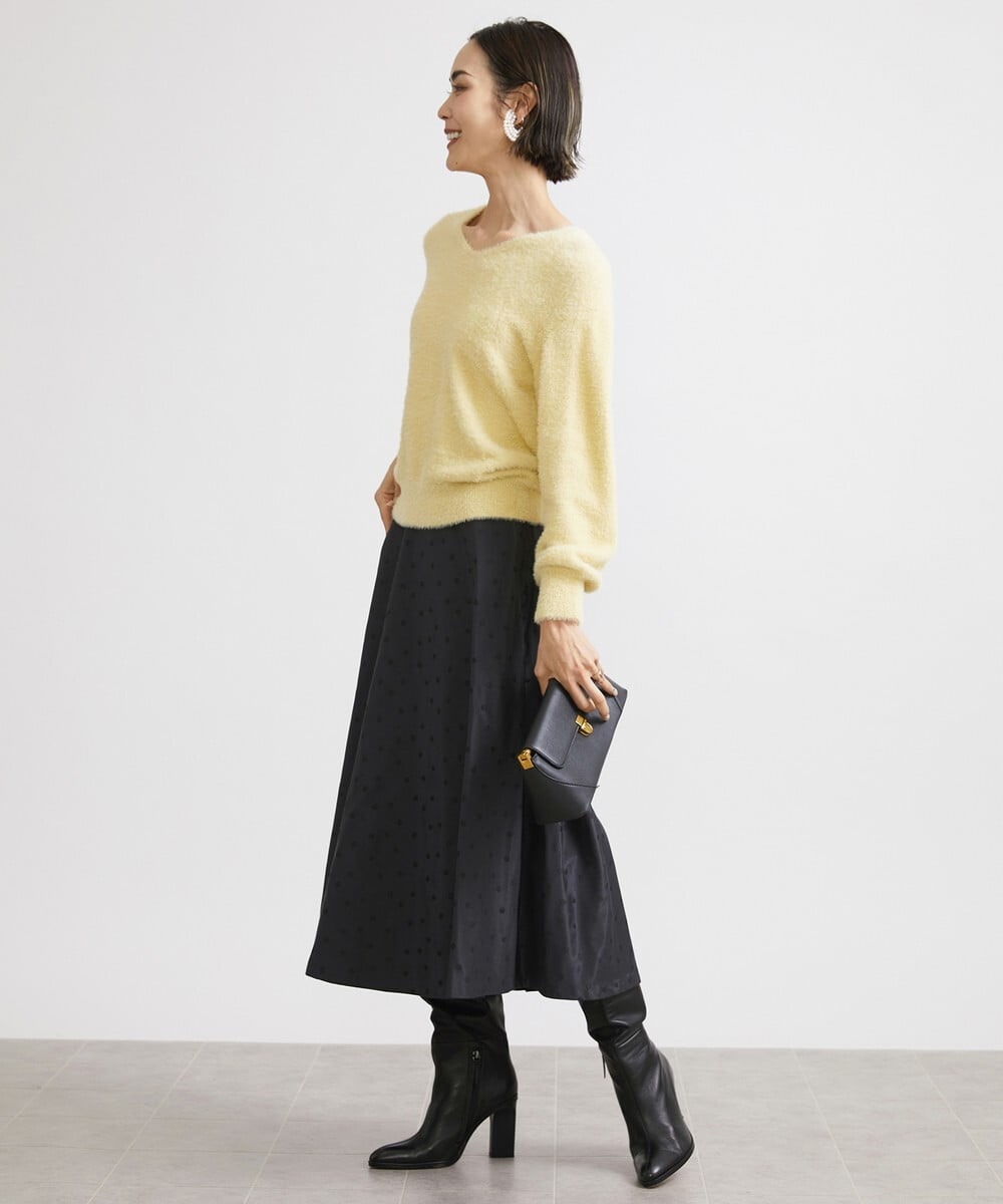 F6FAV42230 MICHEL KLEIN(小さいサイズ)(メゾン ドゥ サンク) [小さいサイズ]Vネックシャギーニット ライトイエロー(20)
