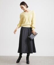 F6FAV42230 MICHEL KLEIN(小さいサイズ)(メゾン ドゥ サンク) [小さいサイズ]Vネックシャギーニット ライトイエロー(20)