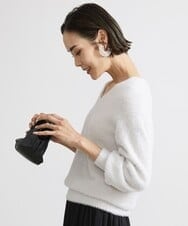 F6FAV42230 MICHEL KLEIN(小さいサイズ)(メゾン ドゥ サンク) [小さいサイズ]Vネックシャギーニット ライトイエロー(20)