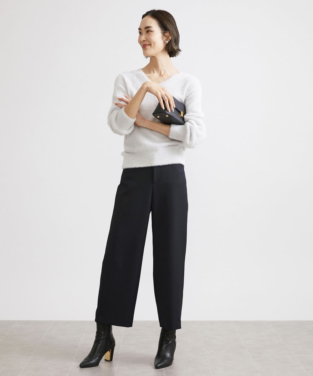F6FAV42230 MICHEL KLEIN(小さいサイズ)(メゾン ドゥ サンク) [小さいサイズ]Vネックシャギーニット ライトイエロー(20)