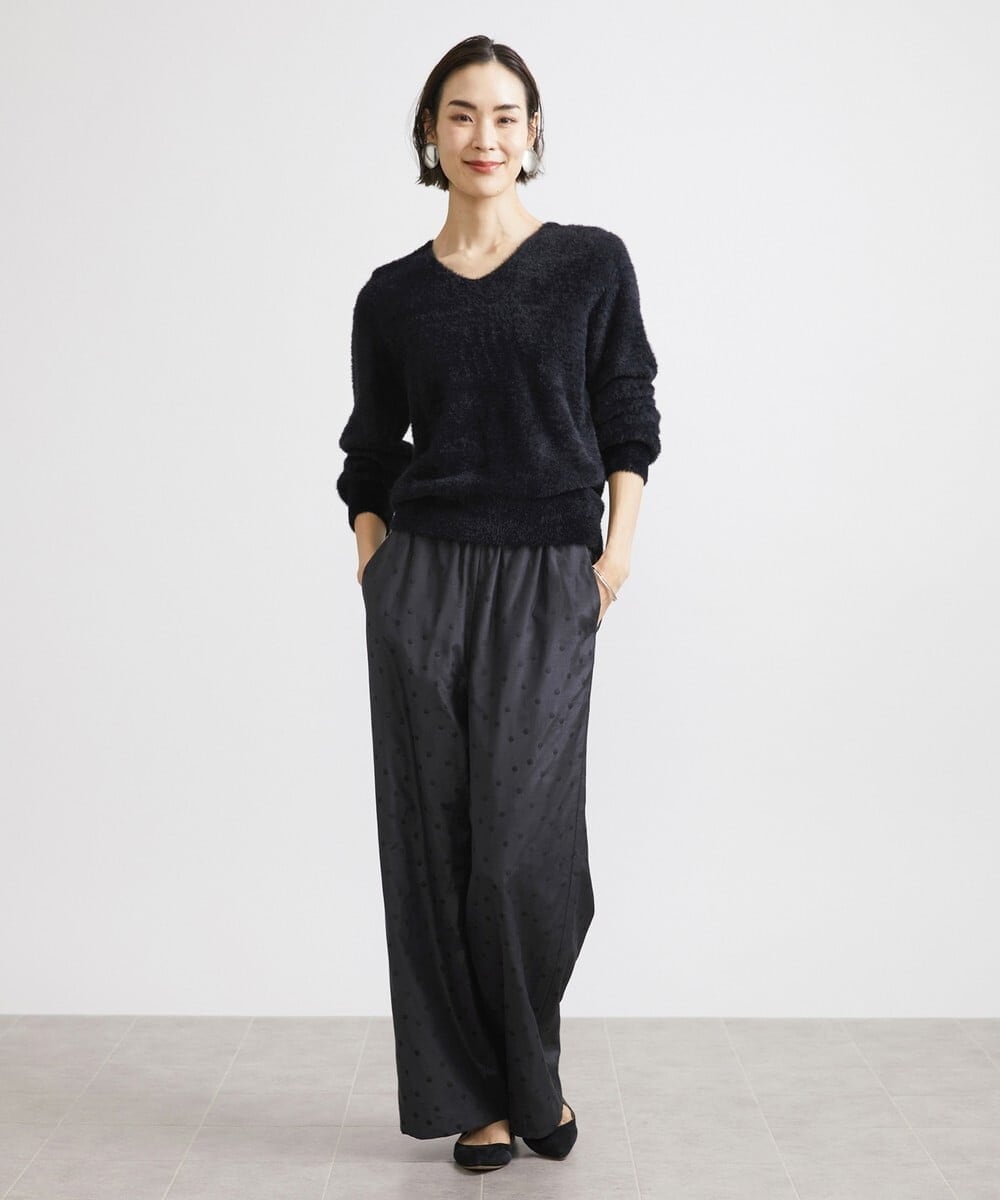 F6FAV42230 MICHEL KLEIN(小さいサイズ)(メゾン ドゥ サンク) [小さいサイズ]Vネックシャギーニット ライトイエロー(20)