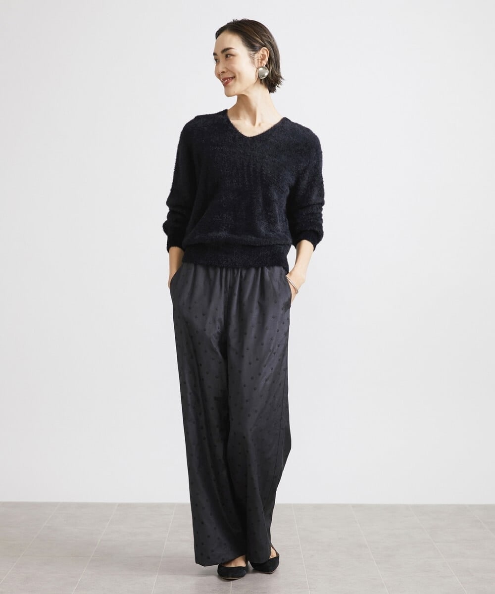 F6FAV42230 MICHEL KLEIN(小さいサイズ)(メゾン ドゥ サンク) [小さいサイズ]Vネックシャギーニット ライトイエロー(20)