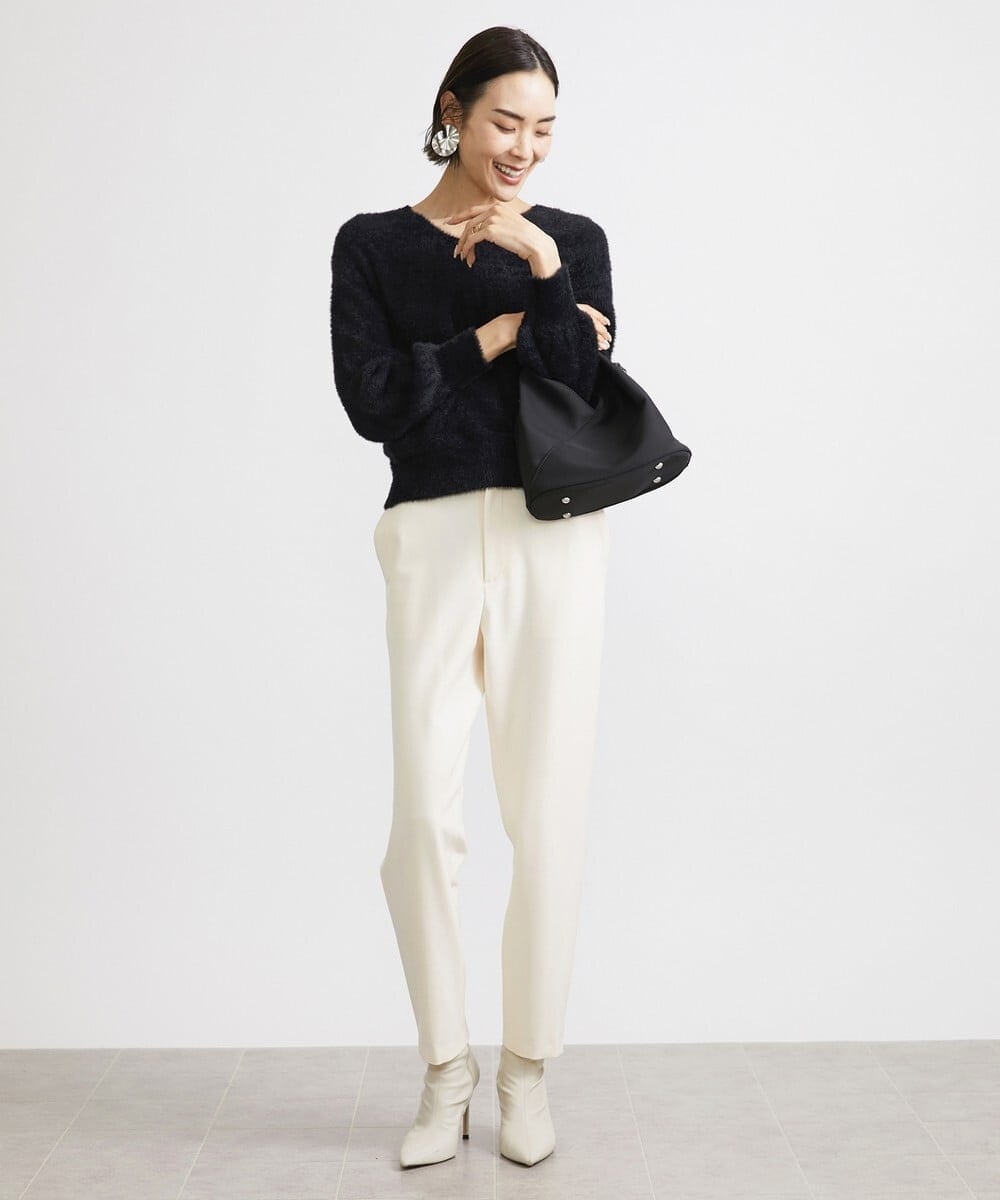 F6FAV42230 MICHEL KLEIN(小さいサイズ)(メゾン ドゥ サンク) [小さいサイズ]Vネックシャギーニット ライトイエロー(20)