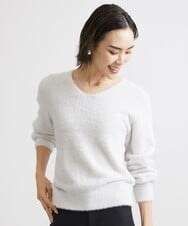 F6FAV42230 MICHEL KLEIN(小さいサイズ)(メゾン ドゥ サンク) [小さいサイズ]Vネックシャギーニット ライトイエロー(20)