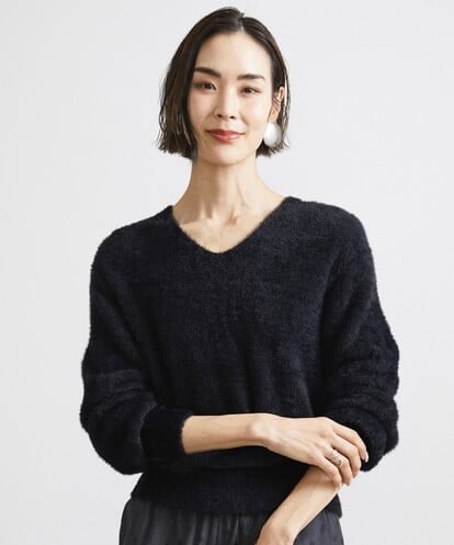 F6FAV42230 MICHEL KLEIN(小さいサイズ) [小さいサイズ]Vネックシャギーニット