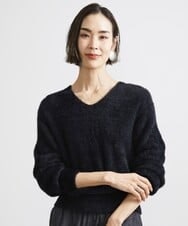 F6FAV42230 MICHEL KLEIN(小さいサイズ)(メゾン ドゥ サンク) [小さいサイズ]Vネックシャギーニット ブラック(94)