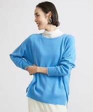 F6FAV46190 MICHEL KLEIN(小さいサイズ)(メゾン ドゥ サンク) [小さいサイズ]ホールガーメント(R)BOXシルエットウールニット(定番人気) ブルー(55)