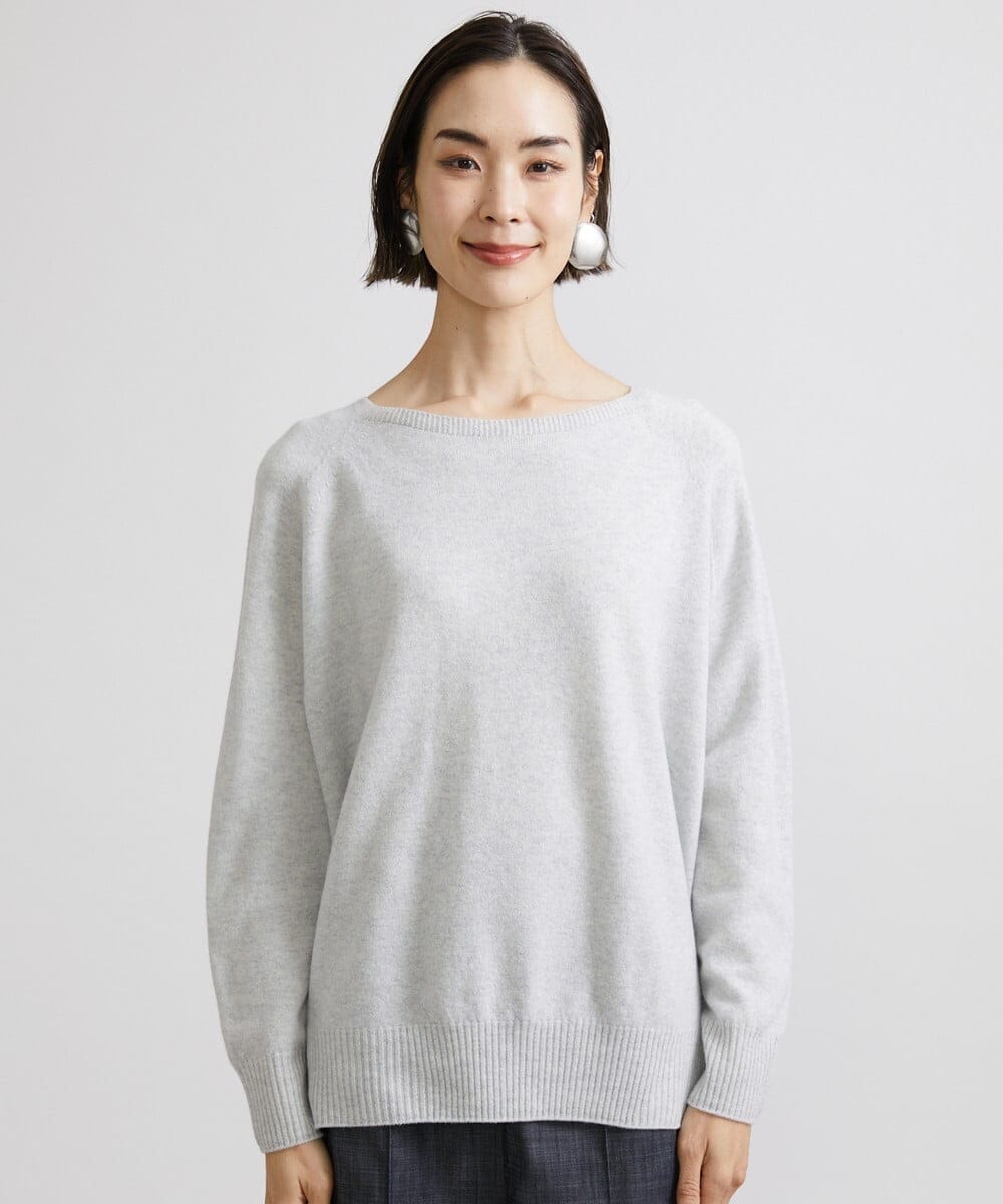 F6FAV46190 MICHEL KLEIN(小さいサイズ)(メゾン ドゥ サンク) [小さいサイズ]ホールガーメント(R)BOXシルエットウールニット(定番人気) ブルー(55)
