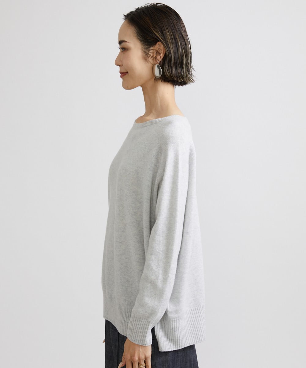 F6FAV46190 MICHEL KLEIN(小さいサイズ)(メゾン ドゥ サンク) [小さいサイズ]ホールガーメント(R)BOXシルエットウールニット(定番人気) ブルー(55)