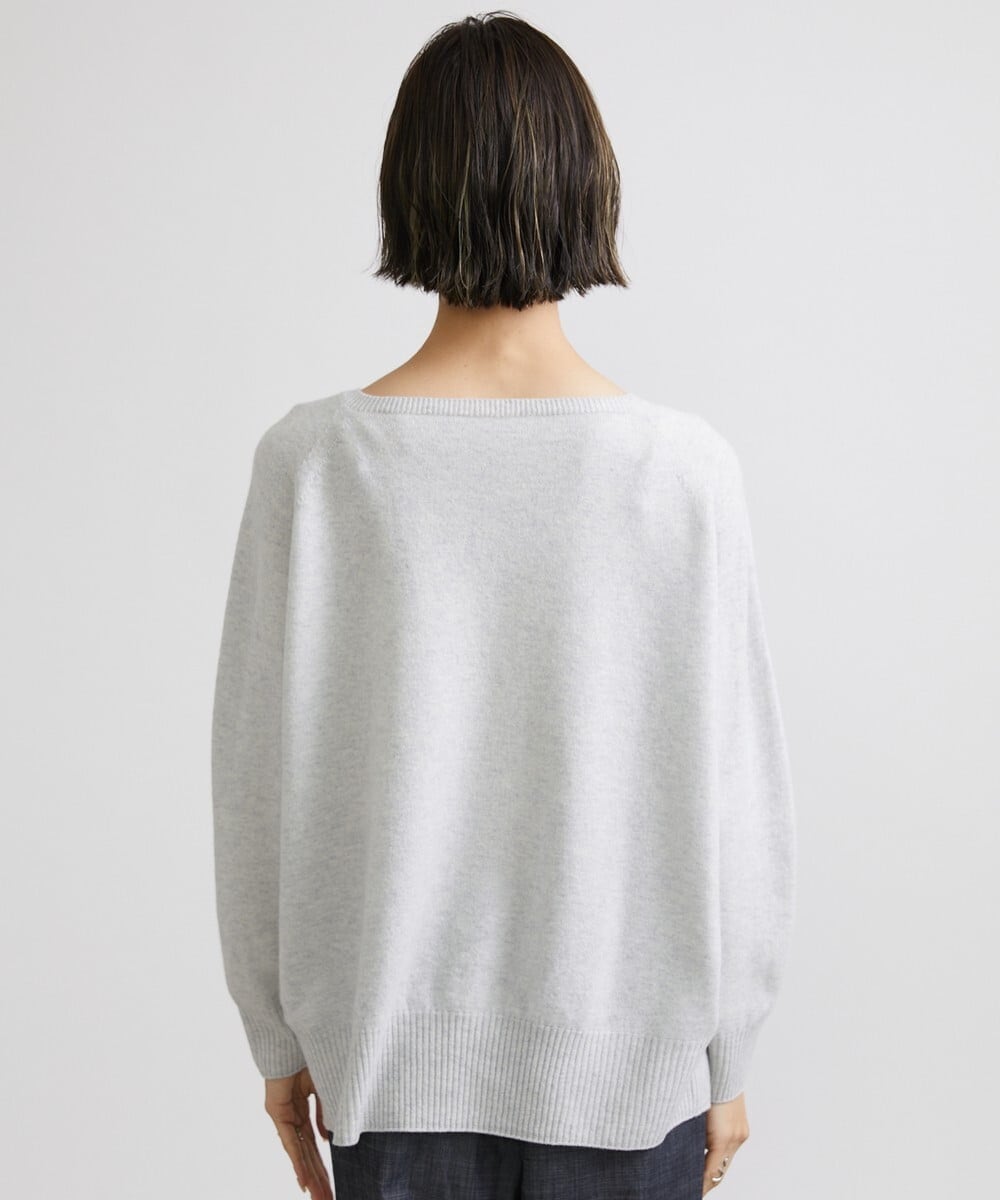 F6FAV46190 MICHEL KLEIN(小さいサイズ)(メゾン ドゥ サンク) [小さいサイズ]ホールガーメント(R)BOXシルエットウールニット(定番人気) ブルー(55)