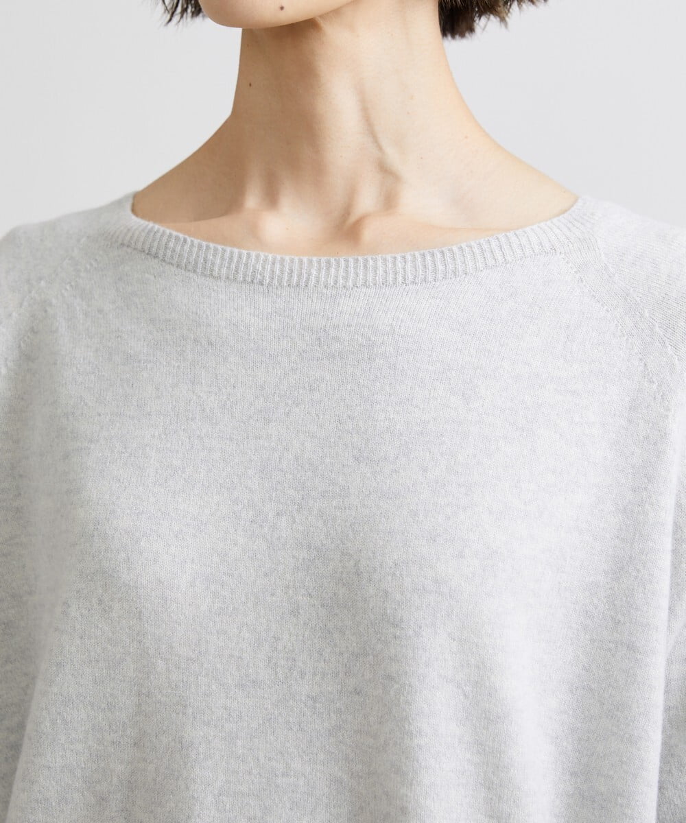 F6FAV46190 MICHEL KLEIN(小さいサイズ)(メゾン ドゥ サンク) [小さいサイズ]ホールガーメント(R)BOXシルエットウールニット(定番人気) ブルー(55)