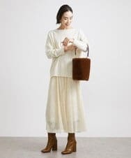 F6FAV46190 MICHEL KLEIN(小さいサイズ)(メゾン ドゥ サンク) [小さいサイズ]ホールガーメント(R)BOXシルエットウールニット(定番人気) ブルー(55)