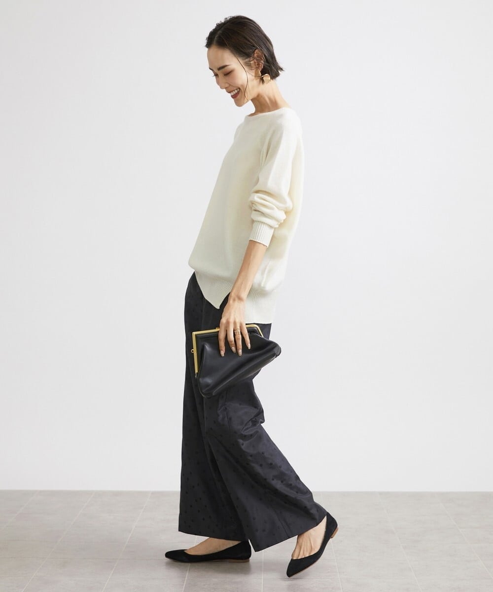 F6FAV46190 MICHEL KLEIN(小さいサイズ)(メゾン ドゥ サンク) [小さいサイズ]ホールガーメント(R)BOXシルエットウールニット(定番人気) ブルー(55)