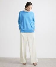 F6FAV46190 MICHEL KLEIN(小さいサイズ)(メゾン ドゥ サンク) [小さいサイズ]ホールガーメント(R)BOXシルエットウールニット(定番人気) ブルー(55)