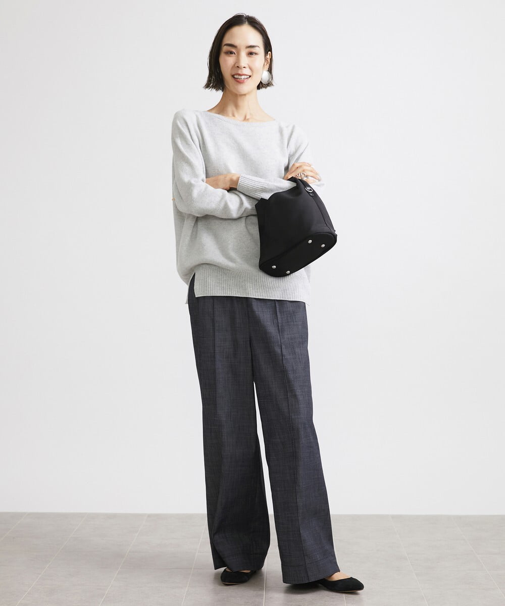 F6FAV46190 MICHEL KLEIN(小さいサイズ)(メゾン ドゥ サンク) [小さいサイズ]ホールガーメント(R)BOXシルエットウールニット(定番人気) ブルー(55)