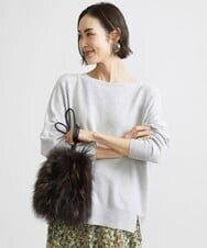 F6FAV46190 MICHEL KLEIN(小さいサイズ)(メゾン ドゥ サンク) [小さいサイズ]ホールガーメント(R)BOXシルエットウールニット(定番人気) ブルー(55)