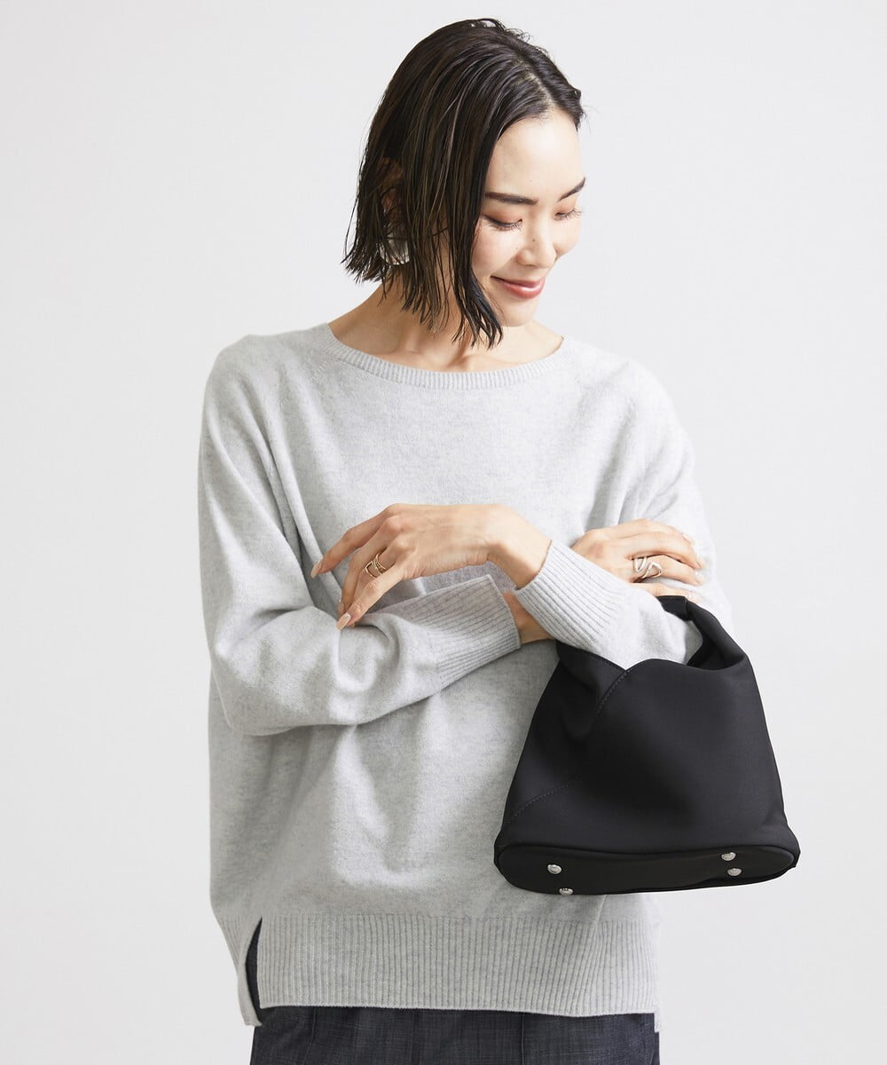 F6FAV46190 MICHEL KLEIN(小さいサイズ)(メゾン ドゥ サンク) [小さいサイズ]ホールガーメント(R)BOXシルエットウールニット(定番人気) ブルー(55)