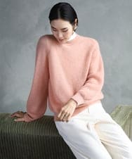 F6FBD32230 MICHEL KLEIN(小さいサイズ)(メゾン ドゥ サンク) モヘアローゲージニット ピンク