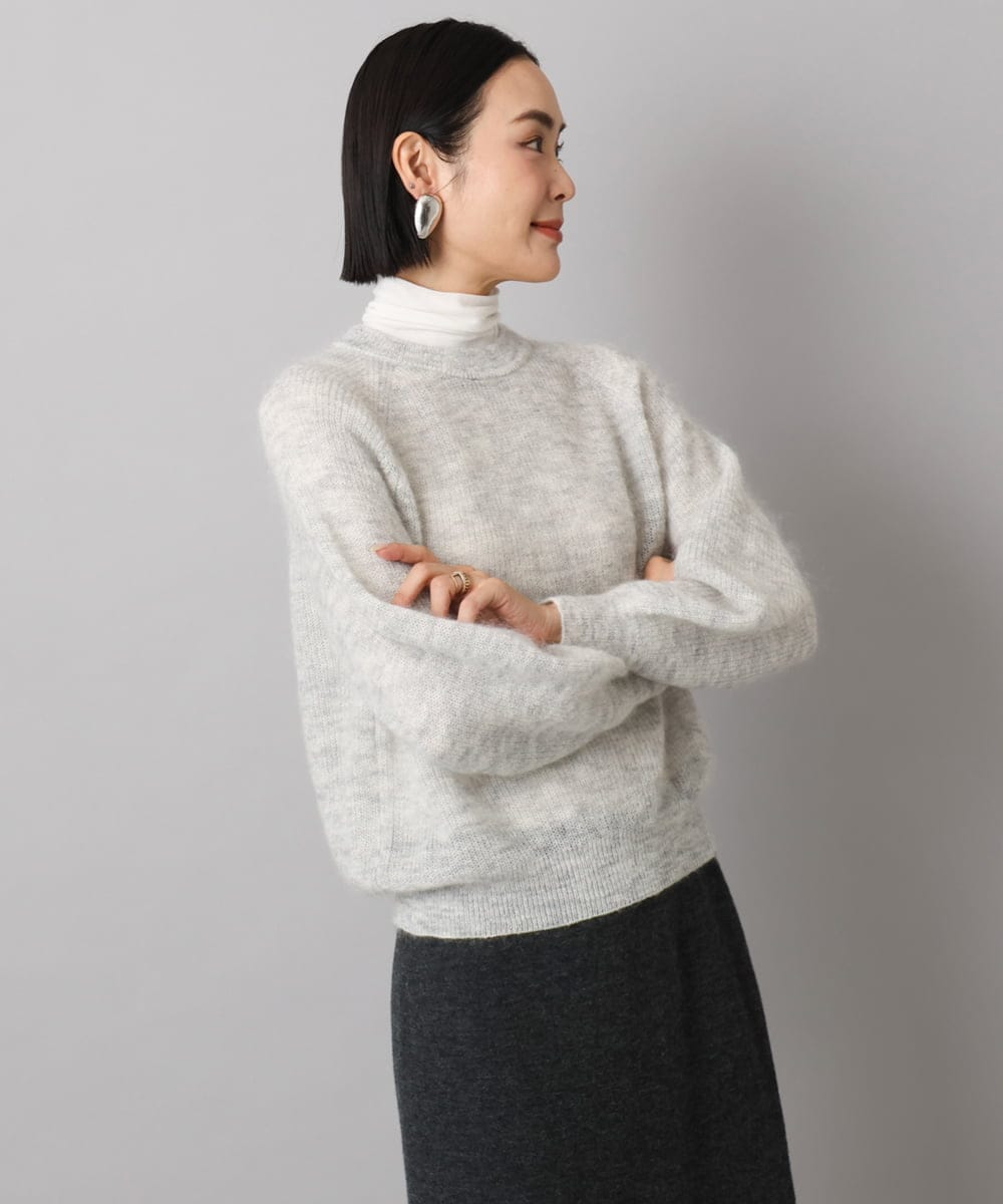 F6FBD32230 MICHEL KLEIN(小さいサイズ)(メゾン ドゥ サンク) モヘアローゲージニット イエロー