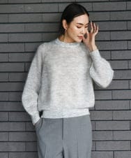 F6FBD32230 MICHEL KLEIN(小さいサイズ)(メゾン ドゥ サンク) モヘアローゲージニット ライトグレー