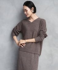 F6FBD34200 MICHEL KLEIN(小さいサイズ)(メゾン ドゥ サンク) [セットアップ対応]Vネックニット ブラウン