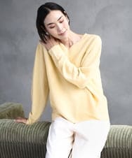 F6FBD34200 MICHEL KLEIN(小さいサイズ)(メゾン ドゥ サンク) [セットアップ対応]Vネックニット ライトイエロー
