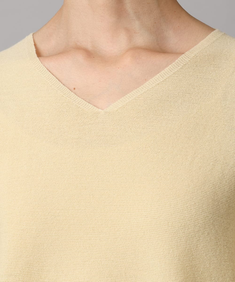 F6FBD34200 MICHEL KLEIN(小さいサイズ)(メゾン ドゥ サンク) [セットアップ対応]Vネックニット ライトイエロー