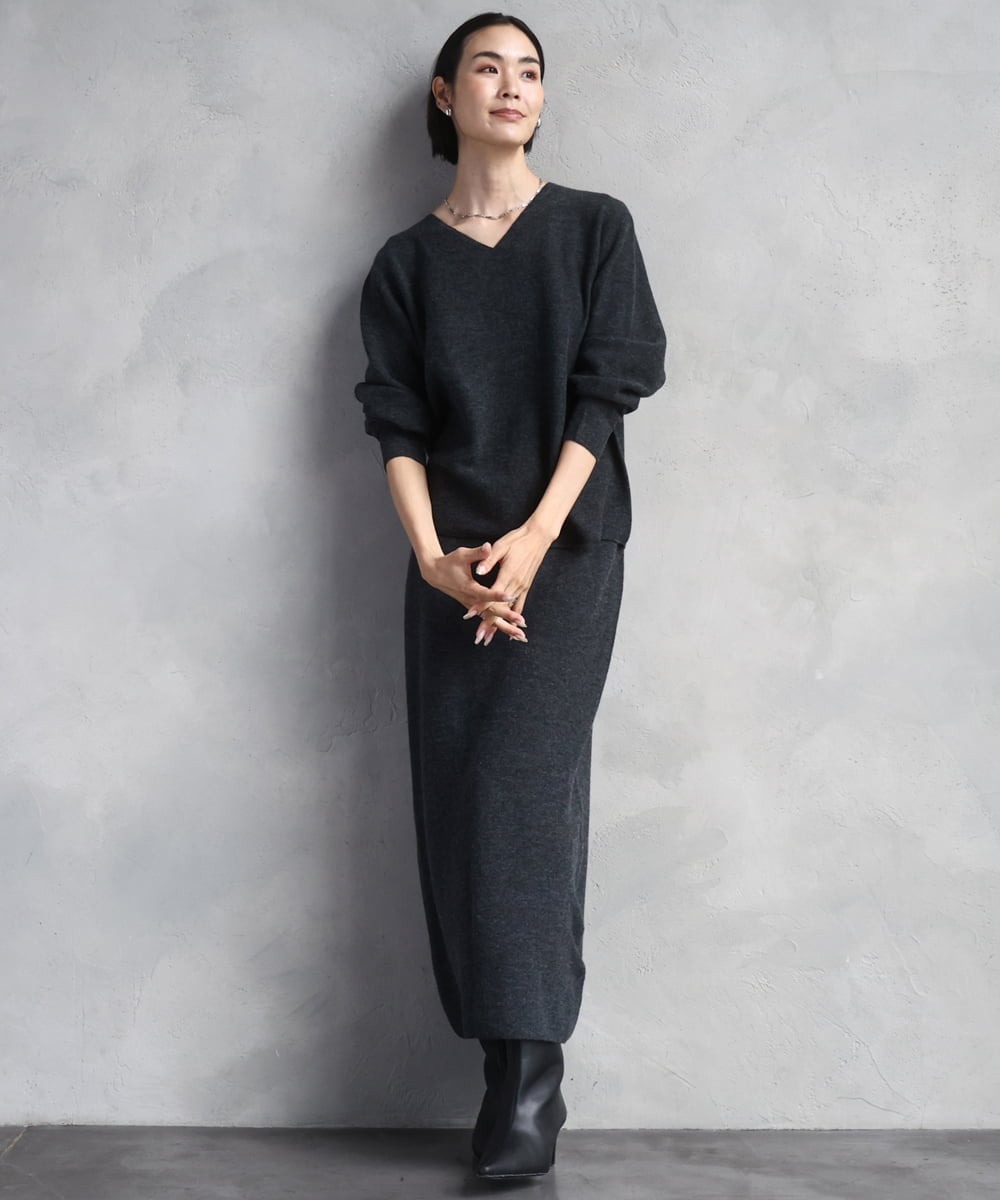 F6FBD34200 MICHEL KLEIN(小さいサイズ)(メゾン ドゥ サンク) [セットアップ対応]Vネックニット ライトイエロー