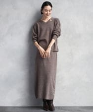 F6FBD34200 MICHEL KLEIN(小さいサイズ)(メゾン ドゥ サンク) [セットアップ対応]Vネックニット ライトイエロー