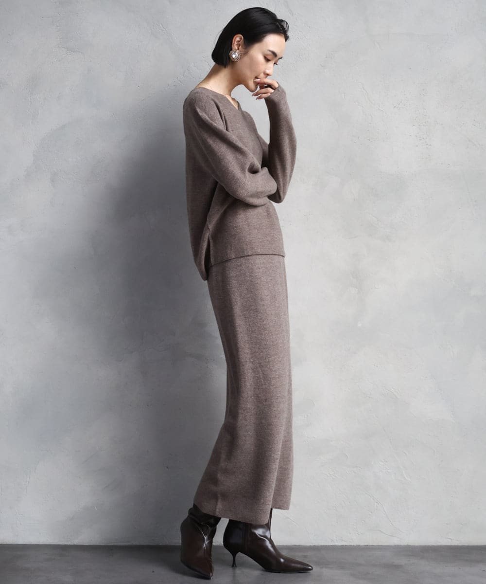 F6FBD34200 MICHEL KLEIN(小さいサイズ)(メゾン ドゥ サンク) [セットアップ対応]Vネックニット ライトイエロー