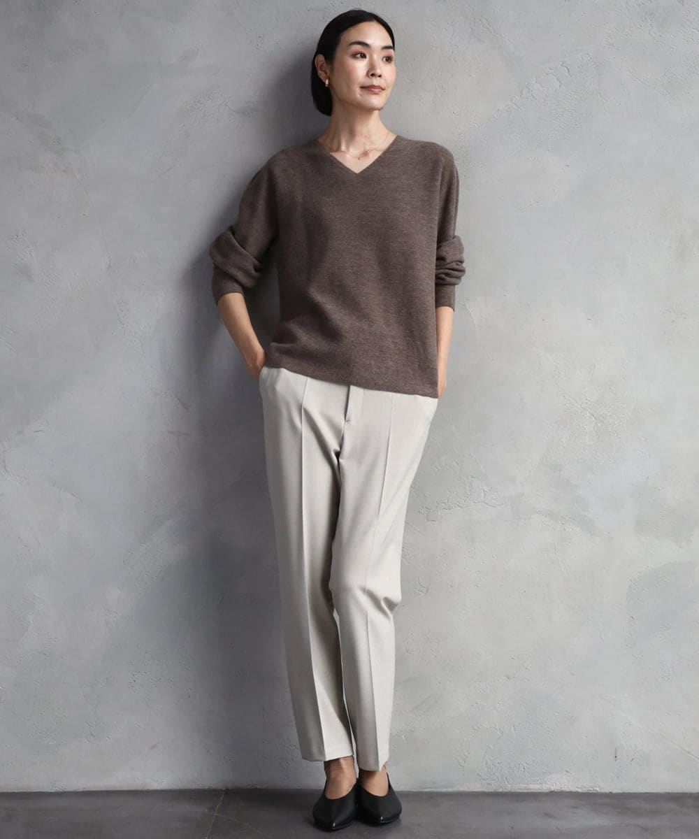 F6FBD34200 MICHEL KLEIN(小さいサイズ)(メゾン ドゥ サンク) [セットアップ対応]Vネックニット ライトイエロー