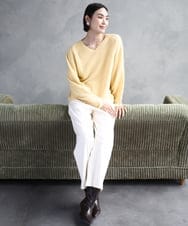 F6FBD34200 MICHEL KLEIN(小さいサイズ)(メゾン ドゥ サンク) [セットアップ対応]Vネックニット ライトイエロー