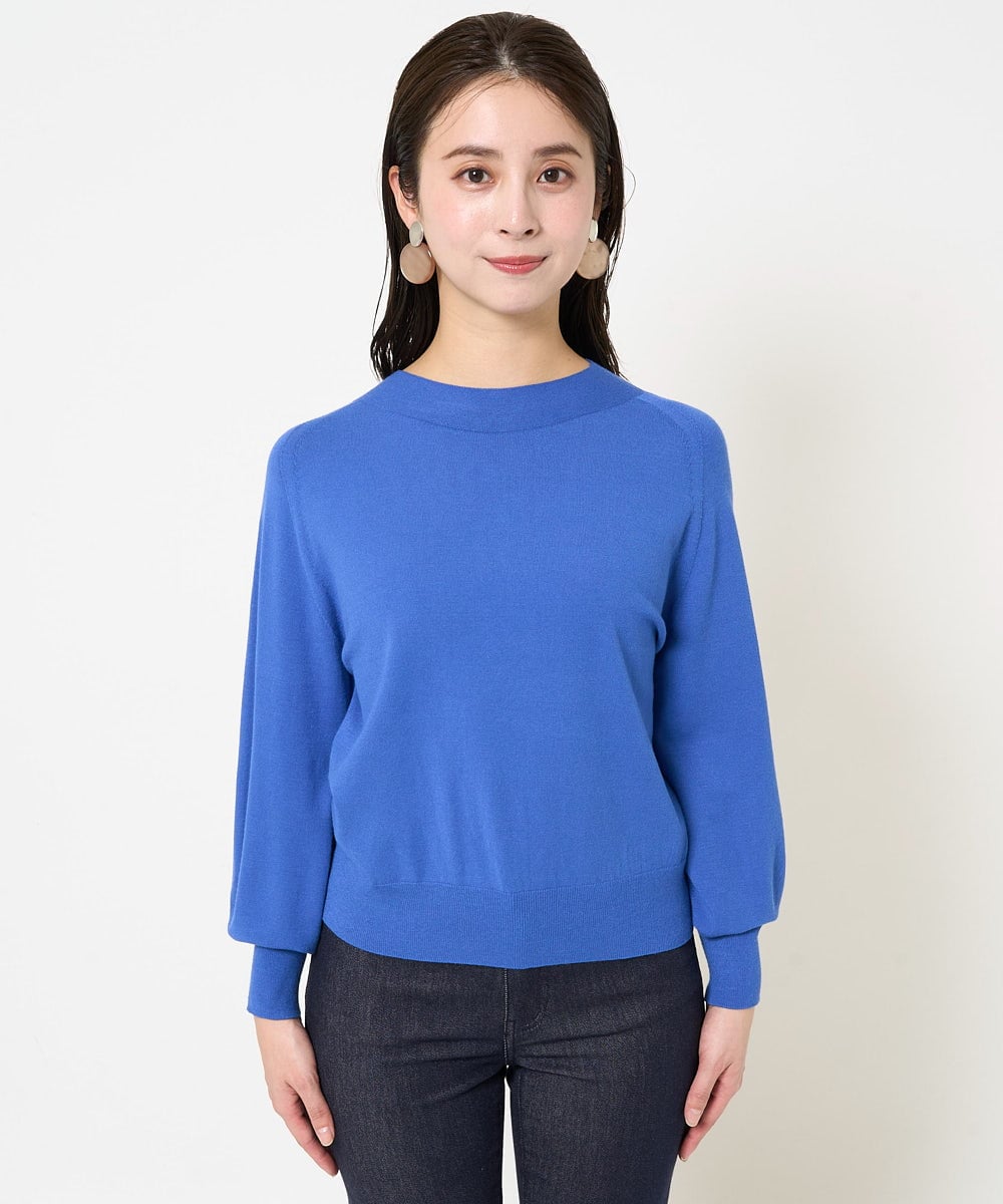 F6FDA15190 MICHEL KLEIN(小さいサイズ)(メゾン ドゥ サンク) [小さいサイズ]ホールガーメント(R)ボトルネックニット ブルー
