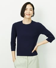 F6FDD01190 MICHEL KLEIN(小さいサイズ)(メゾン ドゥ サンク) [小さいサイズ][アンサンブル対応]コンパクトニットプルオーバー ネイビー