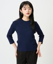 F6FDD01190 MICHEL KLEIN(小さいサイズ)(メゾン ドゥ サンク) [小さいサイズ][アンサンブル対応]コンパクトニットプルオーバー ネイビー