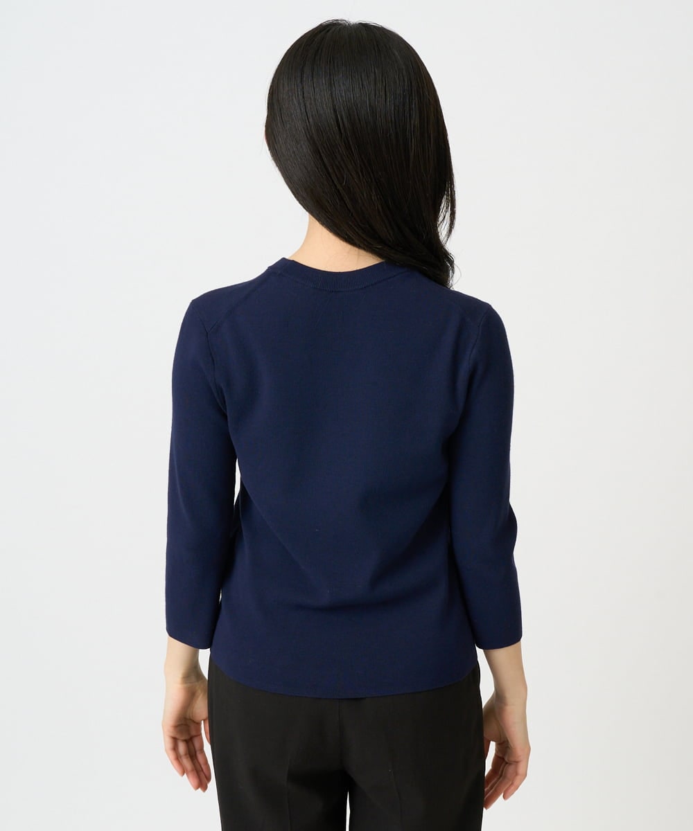 F6FDD01190 MICHEL KLEIN(小さいサイズ)(メゾン ドゥ サンク) [小さいサイズ][アンサンブル対応]コンパクトニットプルオーバー ネイビー