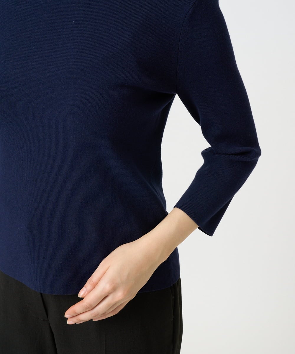 F6FDD01190 MICHEL KLEIN(小さいサイズ)(メゾン ドゥ サンク) [小さいサイズ][アンサンブル対応]コンパクトニットプルオーバー ネイビー