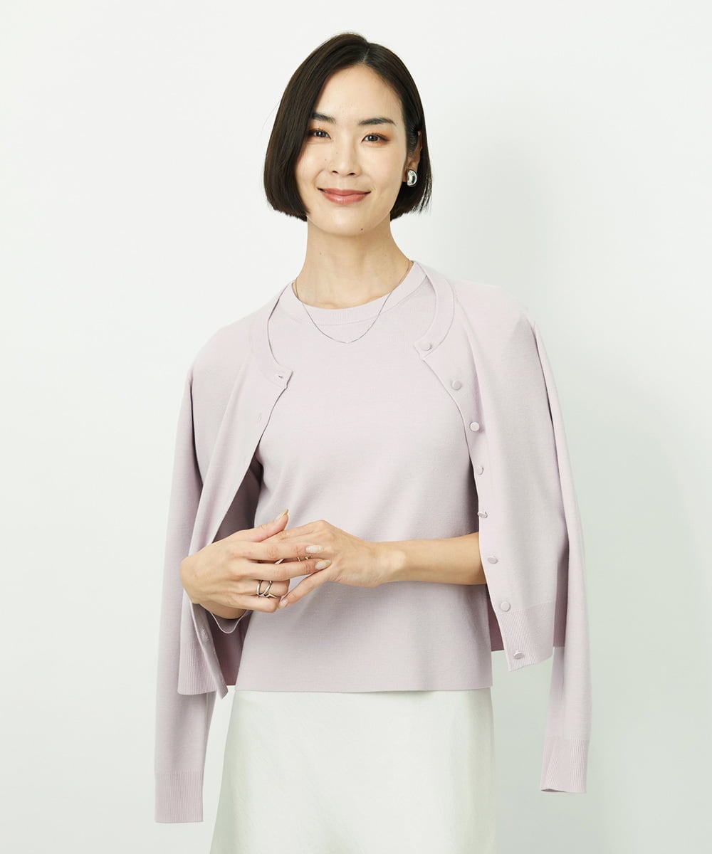 F6FDD01190 MICHEL KLEIN(小さいサイズ)(メゾン ドゥ サンク) [小さいサイズ][アンサンブル対応]コンパクトニットプルオーバー ネイビー