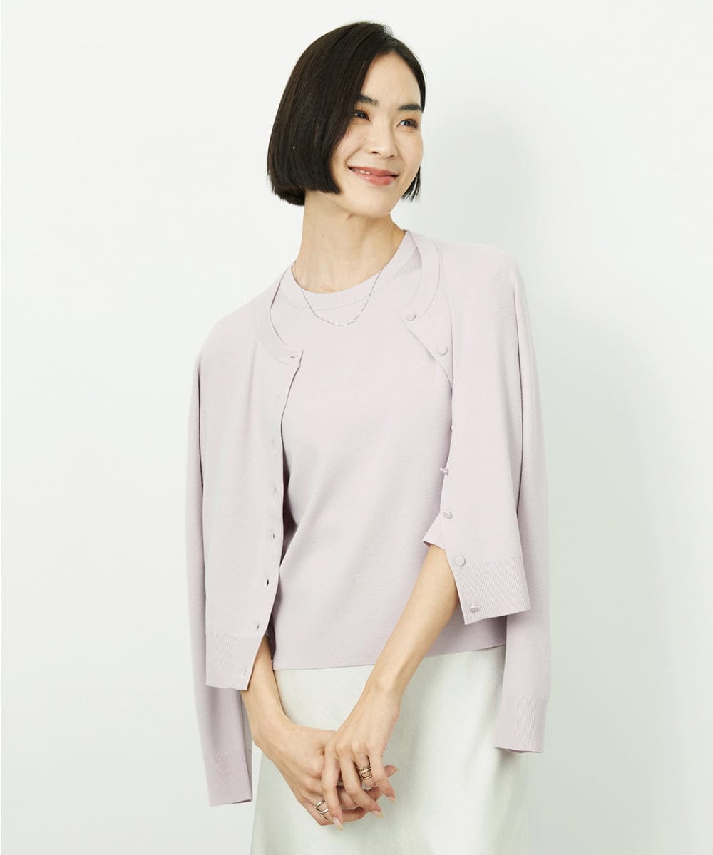 F6FDD01190 MICHEL KLEIN(小さいサイズ)(メゾン ドゥ サンク) [小さいサイズ][アンサンブル対応]コンパクトニットプルオーバー ネイビー