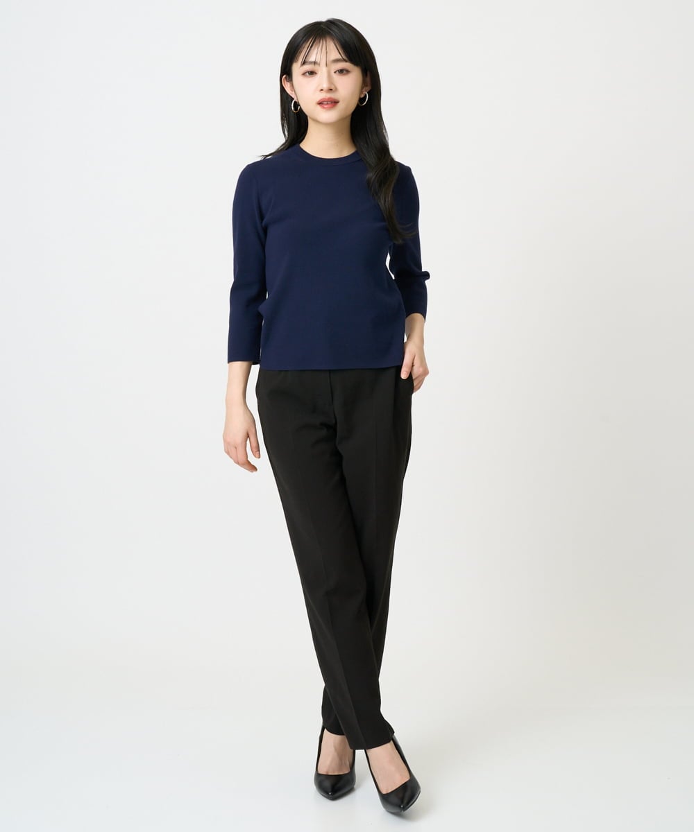 F6FDD01190 MICHEL KLEIN(小さいサイズ)(メゾン ドゥ サンク) [小さいサイズ][アンサンブル対応]コンパクトニットプルオーバー ネイビー