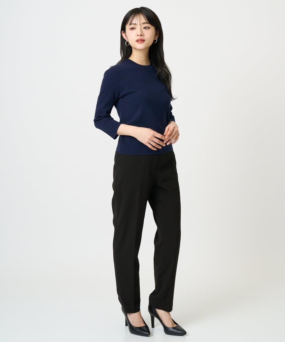 F6FDD01190 MICHEL KLEIN(小さいサイズ)(メゾン ドゥ サンク) [小さいサイズ][アンサンブル対応]コンパクトニットプルオーバー ネイビー