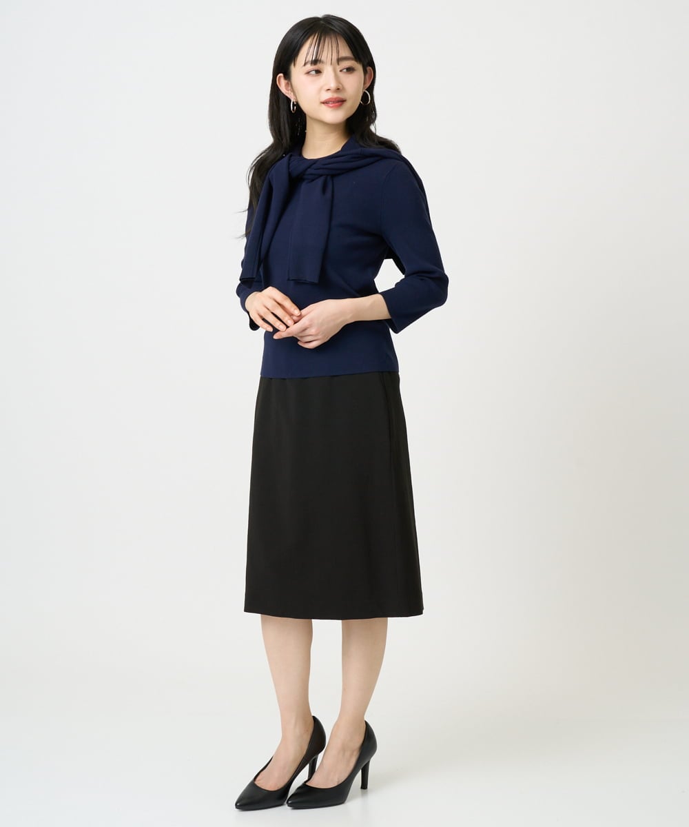 F6FDD01190 MICHEL KLEIN(小さいサイズ)(メゾン ドゥ サンク) [小さいサイズ][アンサンブル対応]コンパクトニットプルオーバー ネイビー