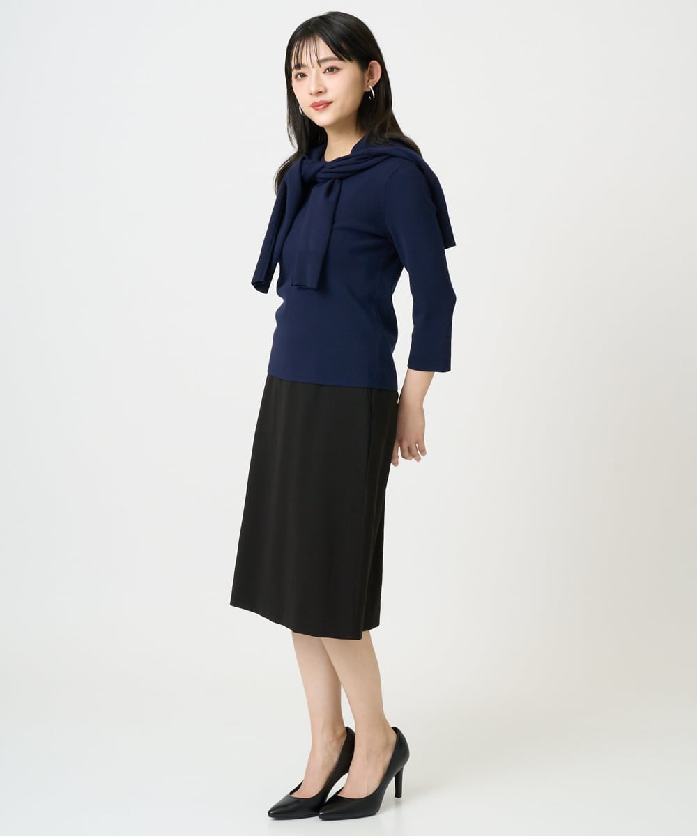 F6FDD01190 MICHEL KLEIN(小さいサイズ)(メゾン ドゥ サンク) [小さいサイズ][アンサンブル対応]コンパクトニットプルオーバー ネイビー