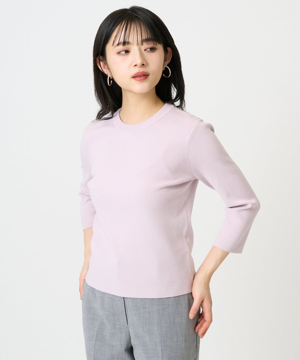 F6FDD01190 MICHEL KLEIN(小さいサイズ)(メゾン ドゥ サンク) [小さいサイズ][アンサンブル対応]コンパクトニットプルオーバー ネイビー