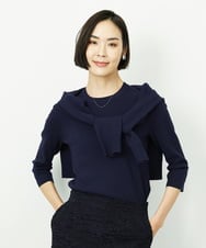 F6FDD01190 MICHEL KLEIN(小さいサイズ)(メゾン ドゥ サンク) [小さいサイズ][アンサンブル対応]コンパクトニットプルオーバー ネイビー