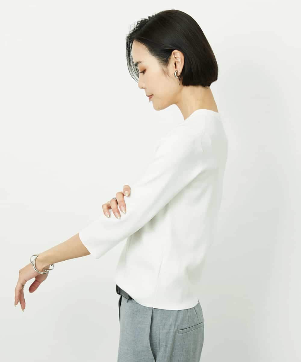 F6FDD01190 MICHEL KLEIN(小さいサイズ)(メゾン ドゥ サンク) [小さいサイズ][アンサンブル対応]コンパクトニットプルオーバー ホワイト