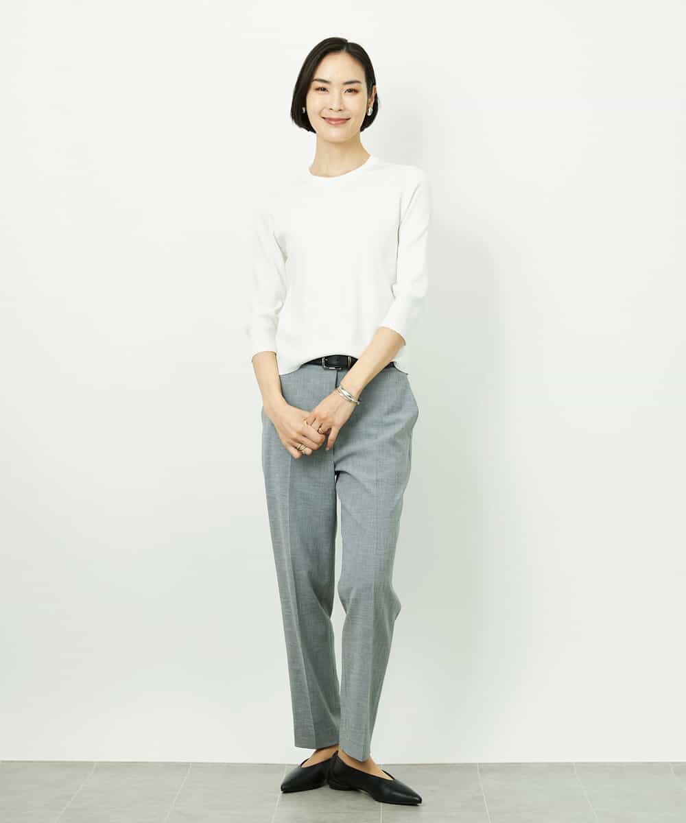 F6FDD01190 MICHEL KLEIN(小さいサイズ)(メゾン ドゥ サンク) [小さいサイズ][アンサンブル対応]コンパクトニットプルオーバー ホワイト