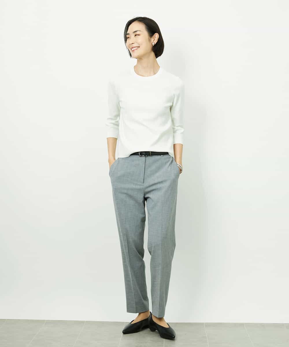 F6FDD01190 MICHEL KLEIN(小さいサイズ)(メゾン ドゥ サンク) [小さいサイズ][アンサンブル対応]コンパクトニットプルオーバー ホワイト